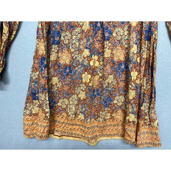 NWT Nostalgia Women’s Boho Long Sleeve Mini Orange Dress Size Large - Picture 10 of 16